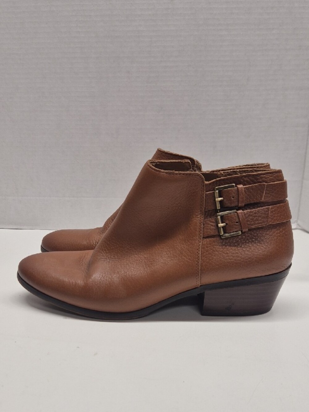 Sam Edelman Petal Ankle Boots Short Bootie Leather Low Heel Boot Tan Brown 10